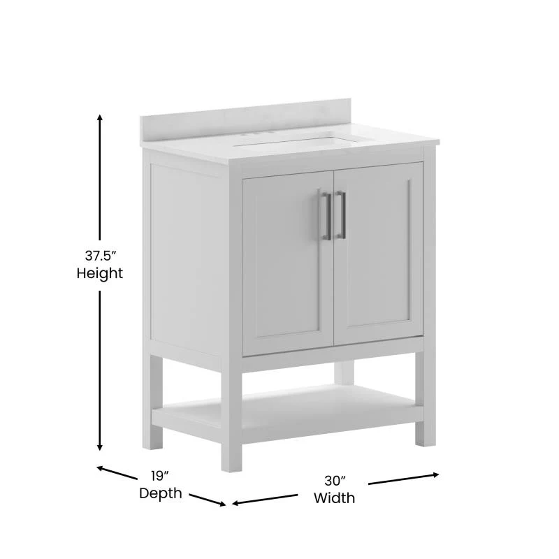 Vega 30 Inch Bathroom Vanity with Sink Combo By Flash Furniture - Image 7