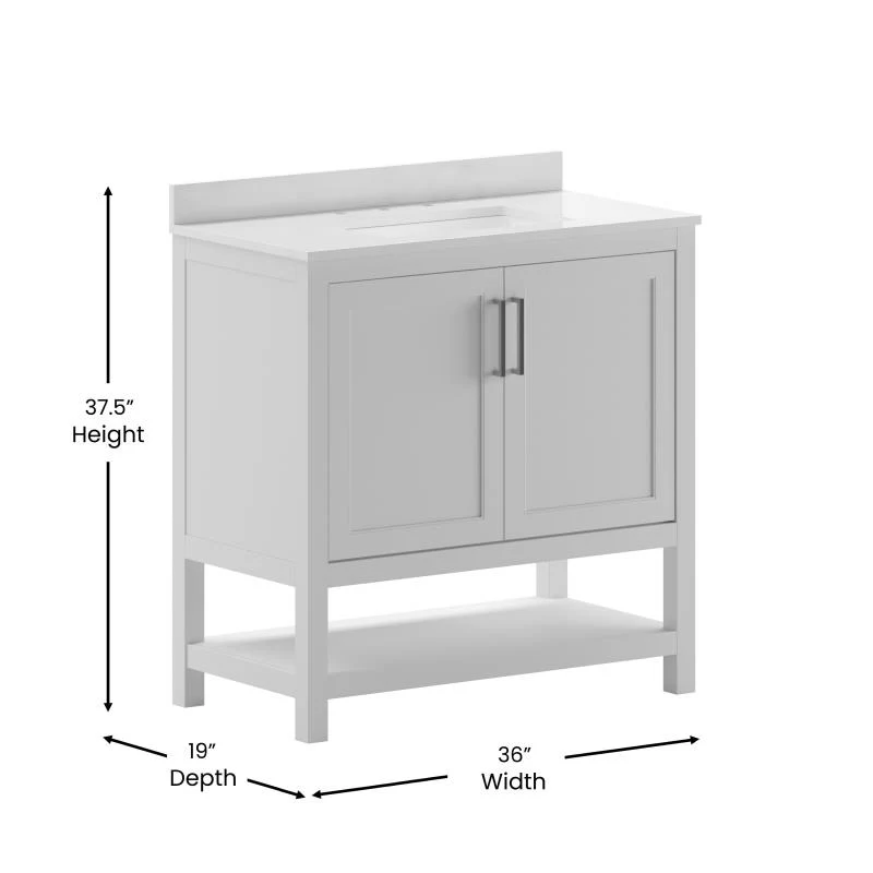 Vega 36 Inch Bathroom Vanity with Sink Combo By Flash Furniture - Image 7
