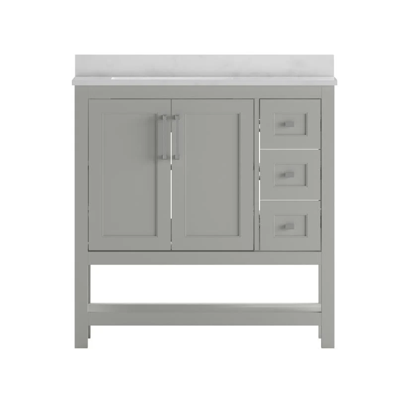 Vega 36 Inch Bathroom Vanity with Sink Open Shelf and 3 Drawers By Flash Furniture - Image 12