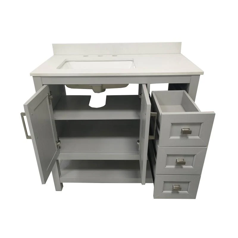 Vega 36 Inch Bathroom Vanity with Sink Open Shelf and 3 Drawers By Flash Furniture - Image 16