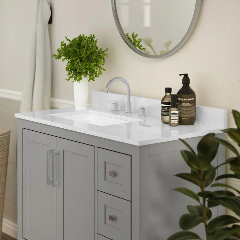 Vega 36 Inch Bathroom Vanity with Sink Open Shelf and 3 Drawers By Flash Furniture - Image 19