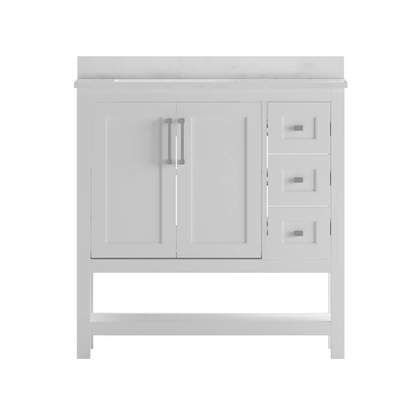 Vega 36 Inch Bathroom Vanity with Sink Open Shelf and 3 Drawers By Flash Furniture - Image 2