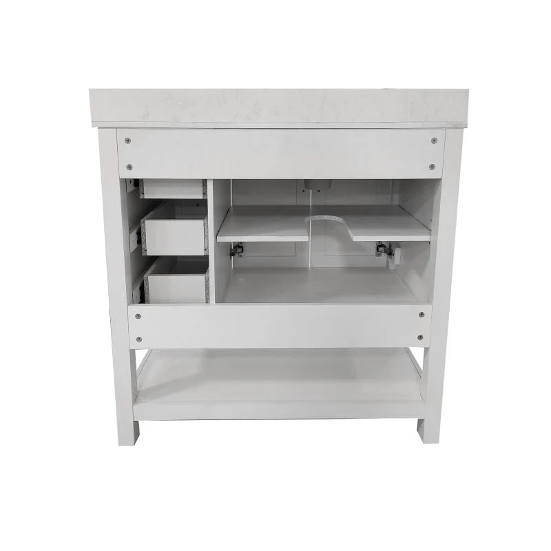 Vega 36 Inch Bathroom Vanity with Sink Open Shelf and 3 Drawers By Flash Furniture - Image 4