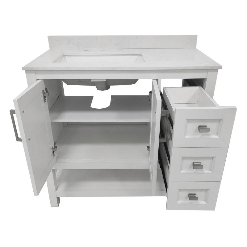 Vega 36 Inch Bathroom Vanity with Sink Open Shelf and 3 Drawers By Flash Furniture - Image 6