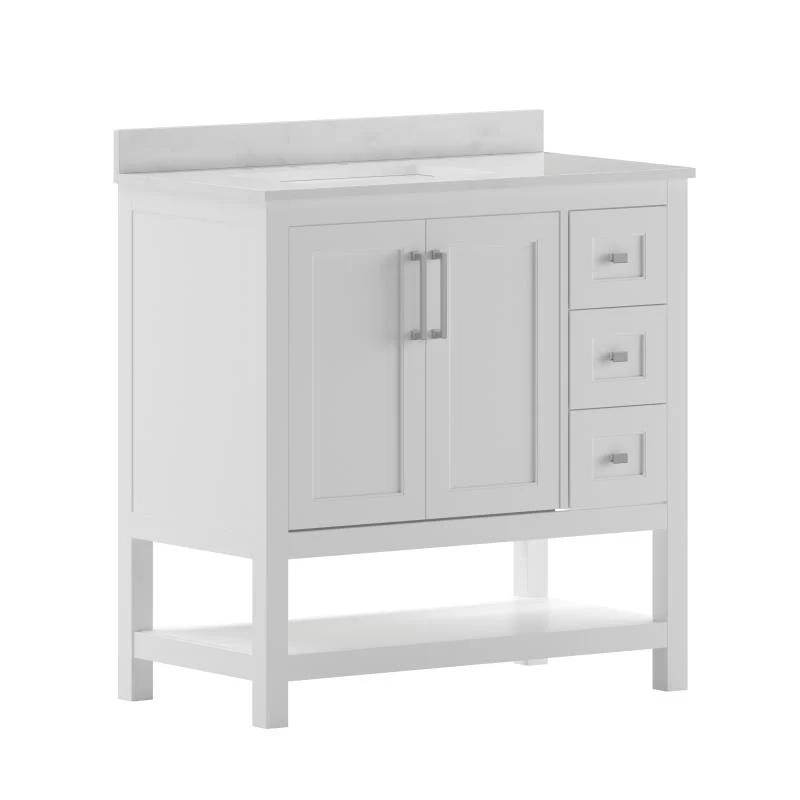 Vega 36 Inch Bathroom Vanity with Sink Open Shelf and 3 Drawers By Flash Furniture - Image 8