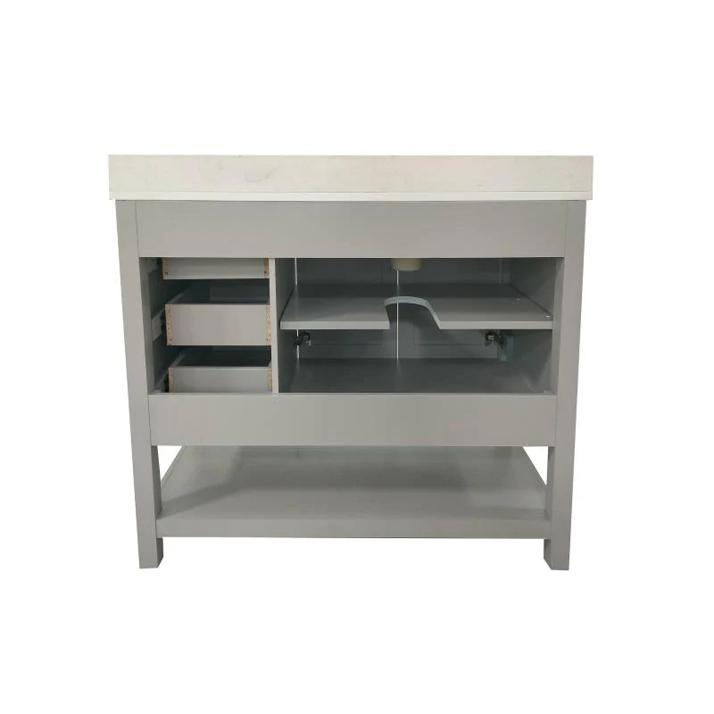 Vega 42 Inch Bathroom Vanity with Sink Open Shelf and 3 Drawers By Flash Furniture - Image 14