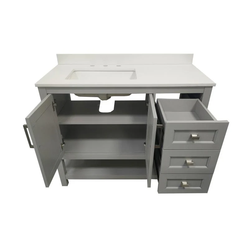 Vega 42 Inch Bathroom Vanity with Sink Open Shelf and 3 Drawers By Flash Furniture - Image 16