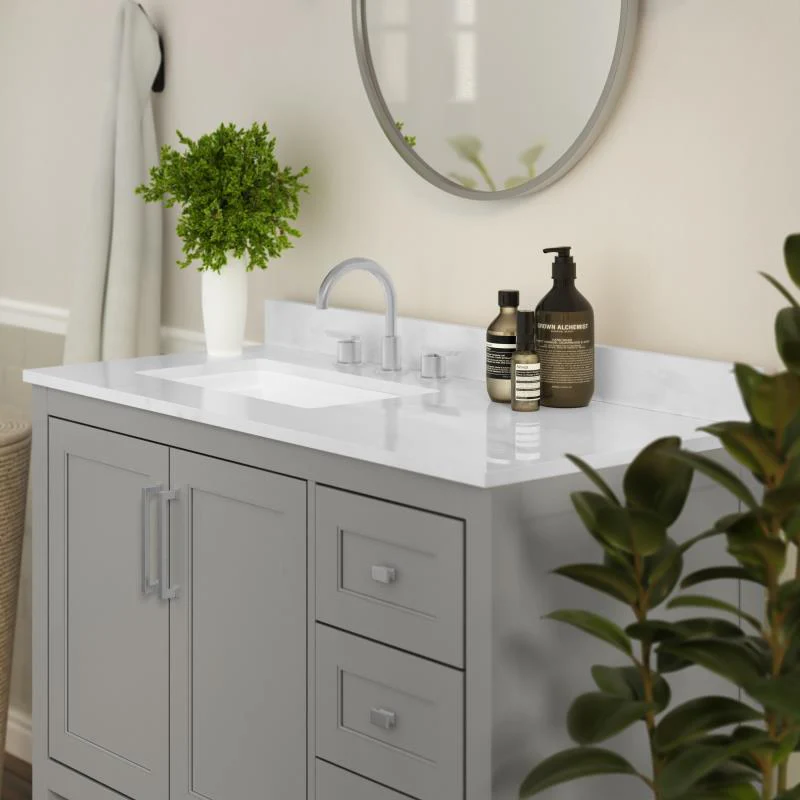 Vega 42 Inch Bathroom Vanity with Sink Open Shelf and 3 Drawers By Flash Furniture - Image 19