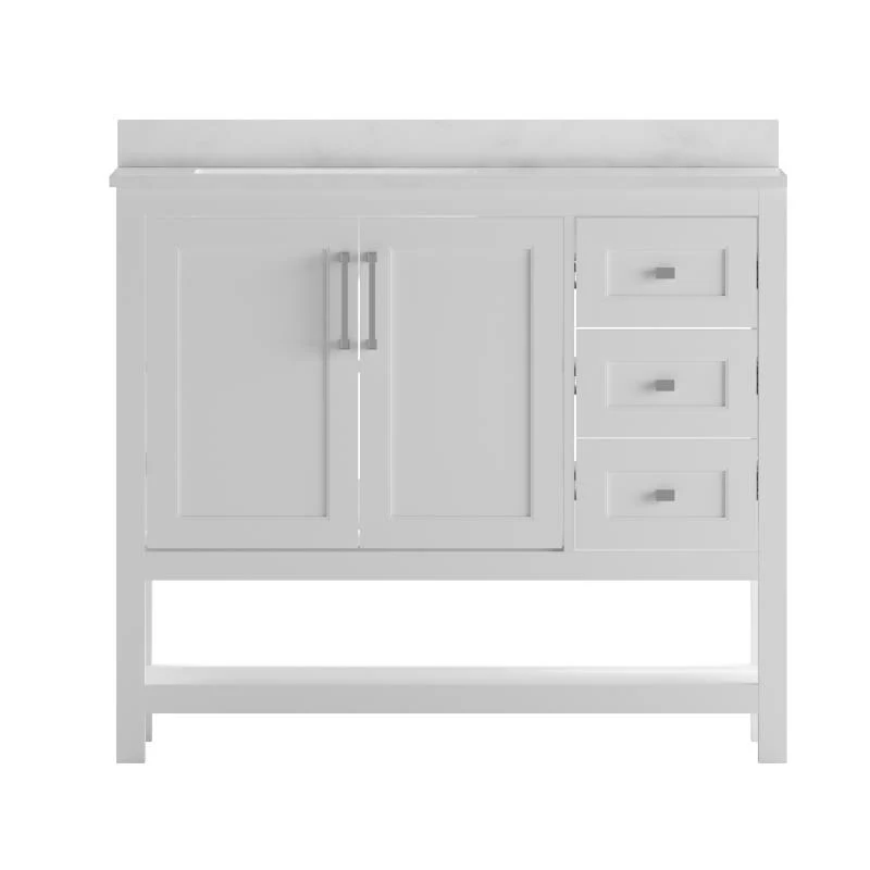 Vega 42 Inch Bathroom Vanity with Sink Open Shelf and 3 Drawers By Flash Furniture - Image 2