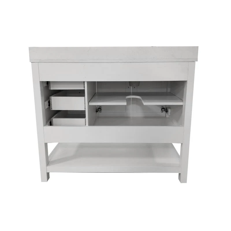 Vega 42 Inch Bathroom Vanity with Sink Open Shelf and 3 Drawers By Flash Furniture - Image 4