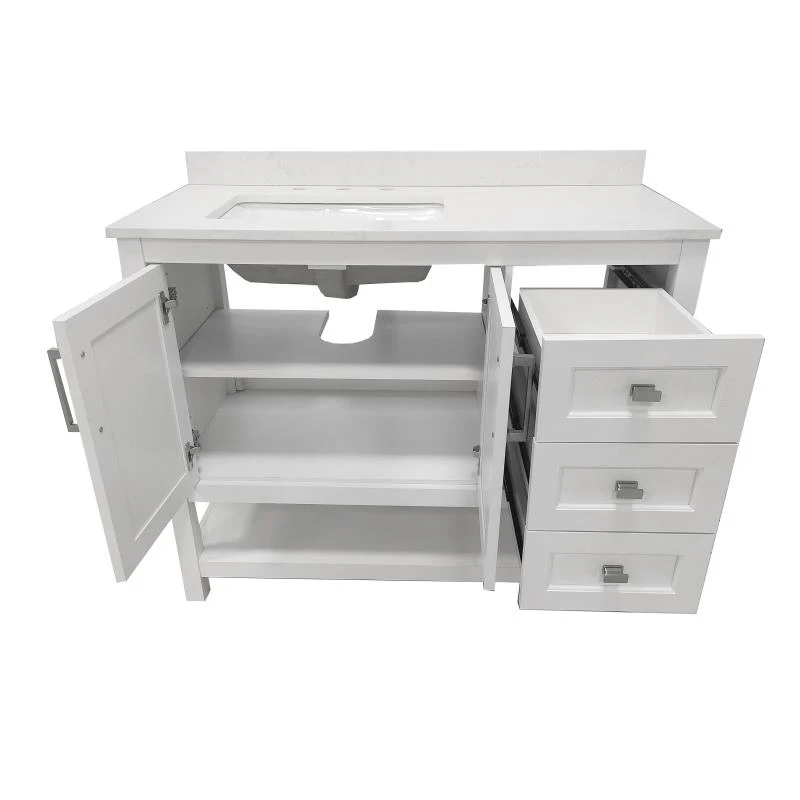 Vega 42 Inch Bathroom Vanity with Sink Open Shelf and 3 Drawers By Flash Furniture - Image 6