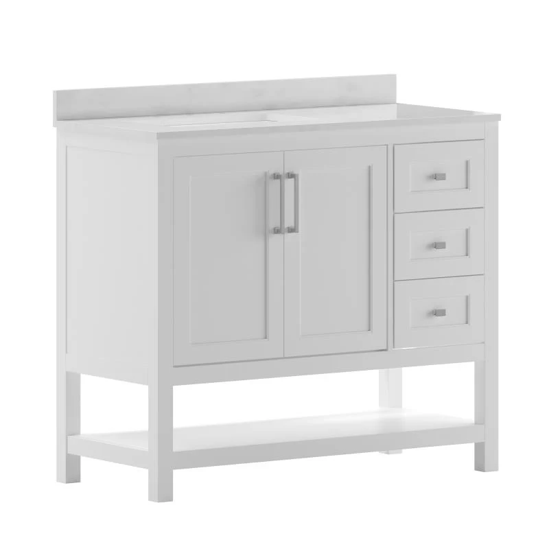 Vega 42 Inch Bathroom Vanity with Sink Open Shelf and 3 Drawers By Flash Furniture - Image 8