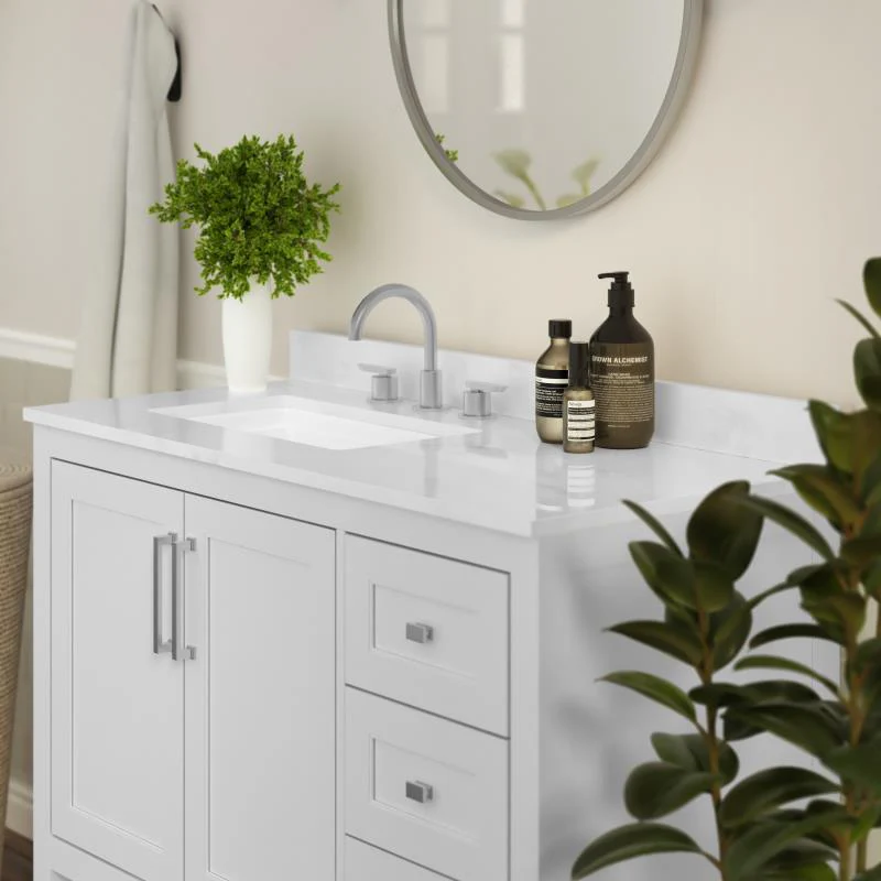 Vega 42 Inch Bathroom Vanity with Sink Open Shelf and 3 Drawers By Flash Furniture - Image 9