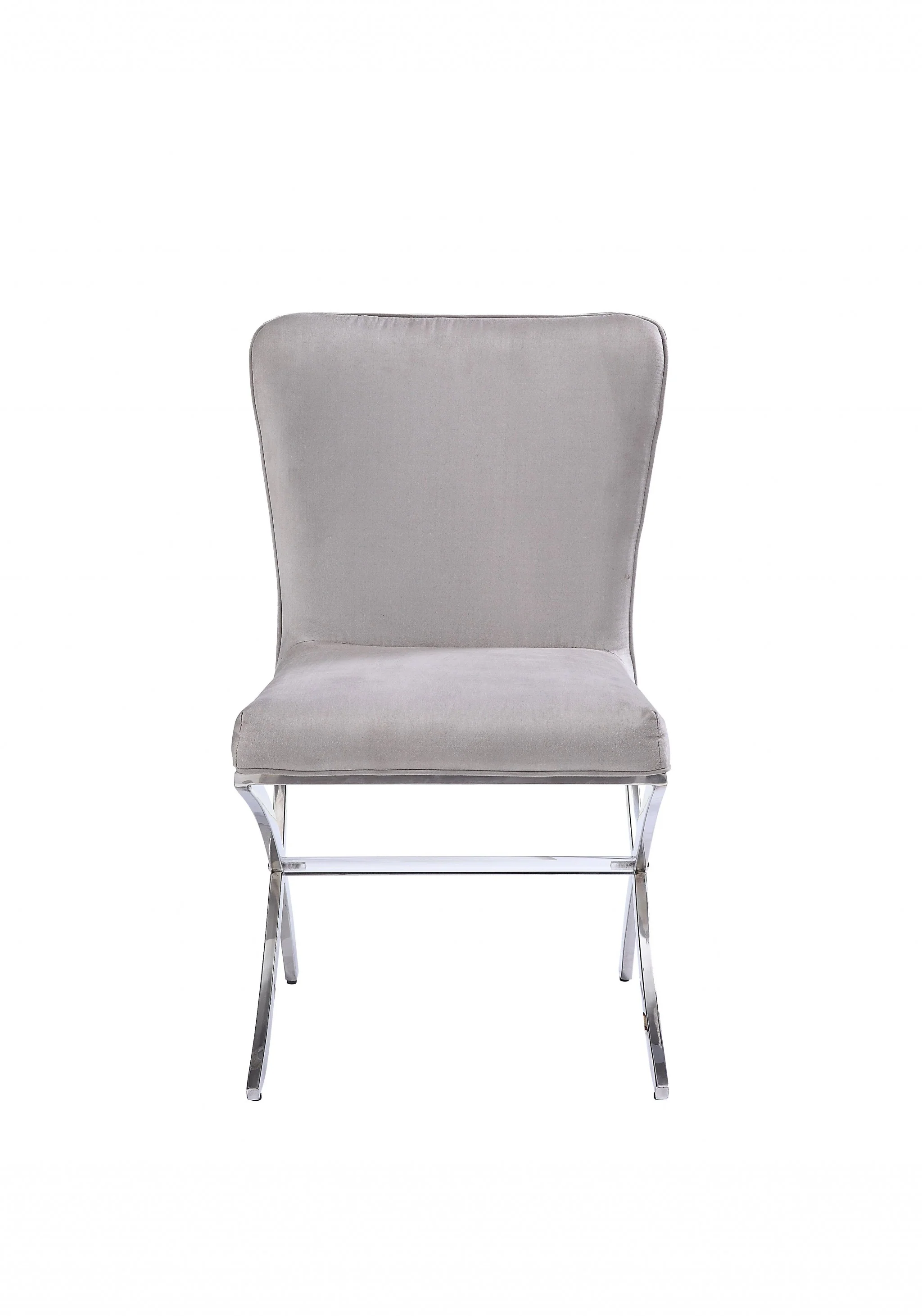 Velvet Chrome Metal Upholstered Seat Side Chair Set By Homeroots - Image 3