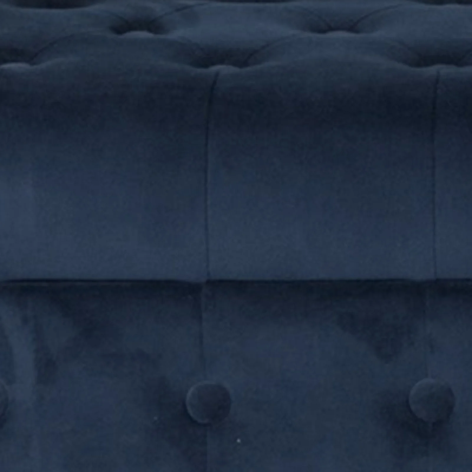 Velvet Upholstered Button Tufted Wooden Bench Settee With Hinged Storage, Dark Blue And Brown By Benzara - Image 2