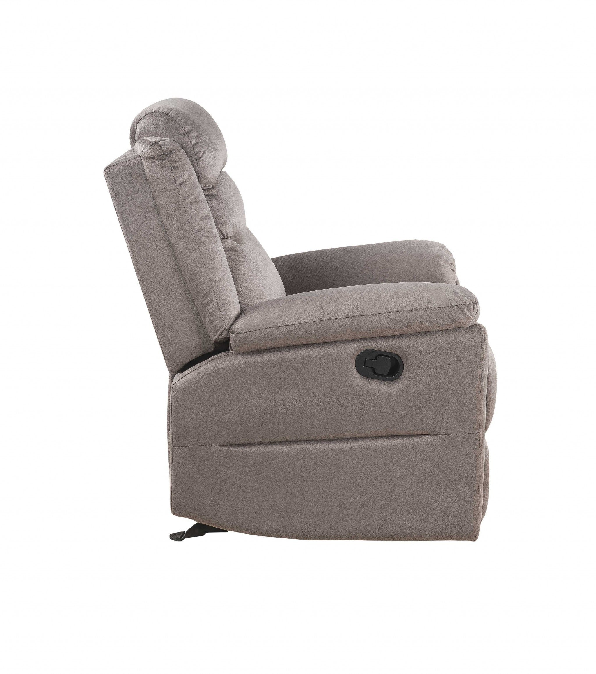 Velvet Upholstery Metal Reclining Mechanism Glider Recliner By Homeroots - Image 2