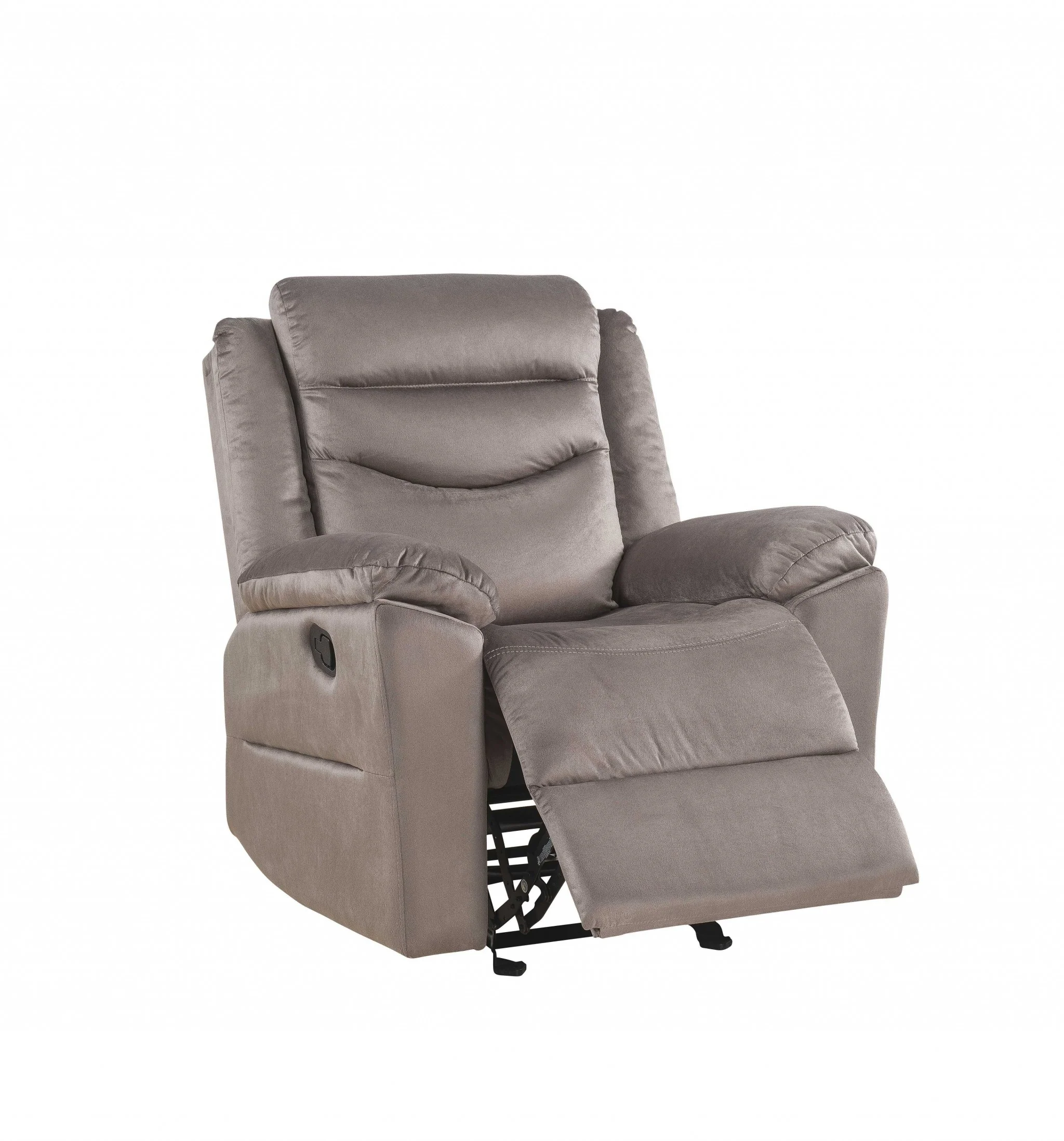 Velvet Upholstery Metal Reclining Mechanism Glider Recliner By Homeroots - Image 3