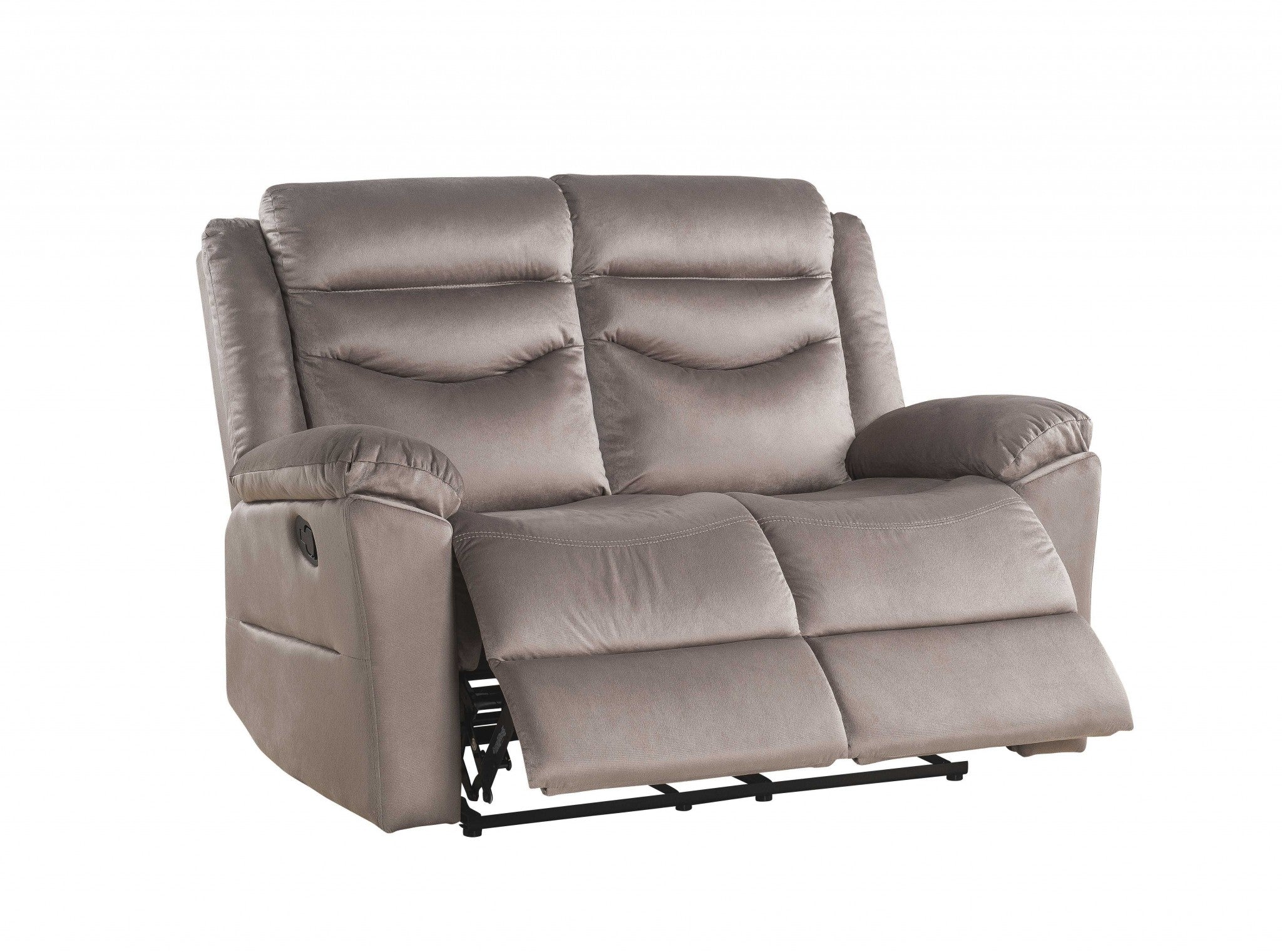 Velvet Upholstery Metal Reclining Mechanism Loveseat Motion By Homeroots - Image 3