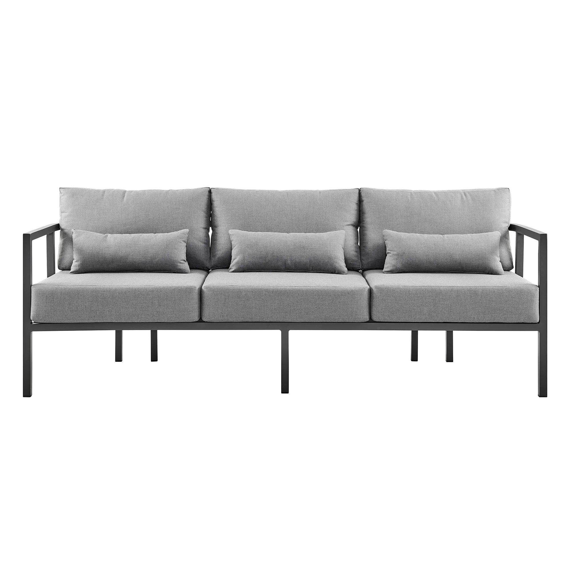 Venice 4 Piece Dark Gray Aluminum Outdoor Seating Set with Dark Gray Cushions By Armen Living - Image 3