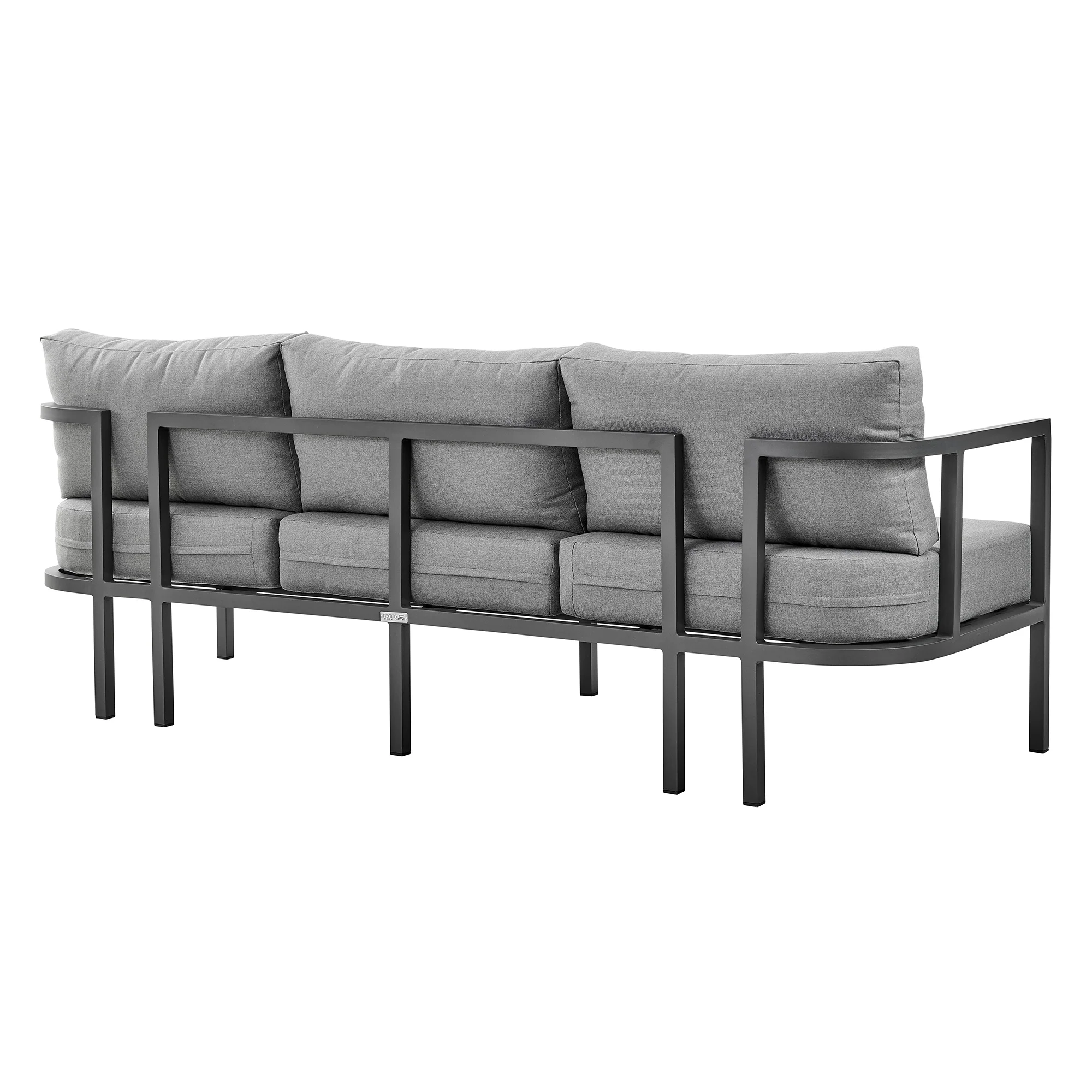 Venice 4 Piece Dark Gray Aluminum Outdoor Seating Set with Dark Gray Cushions By Armen Living - Image 4