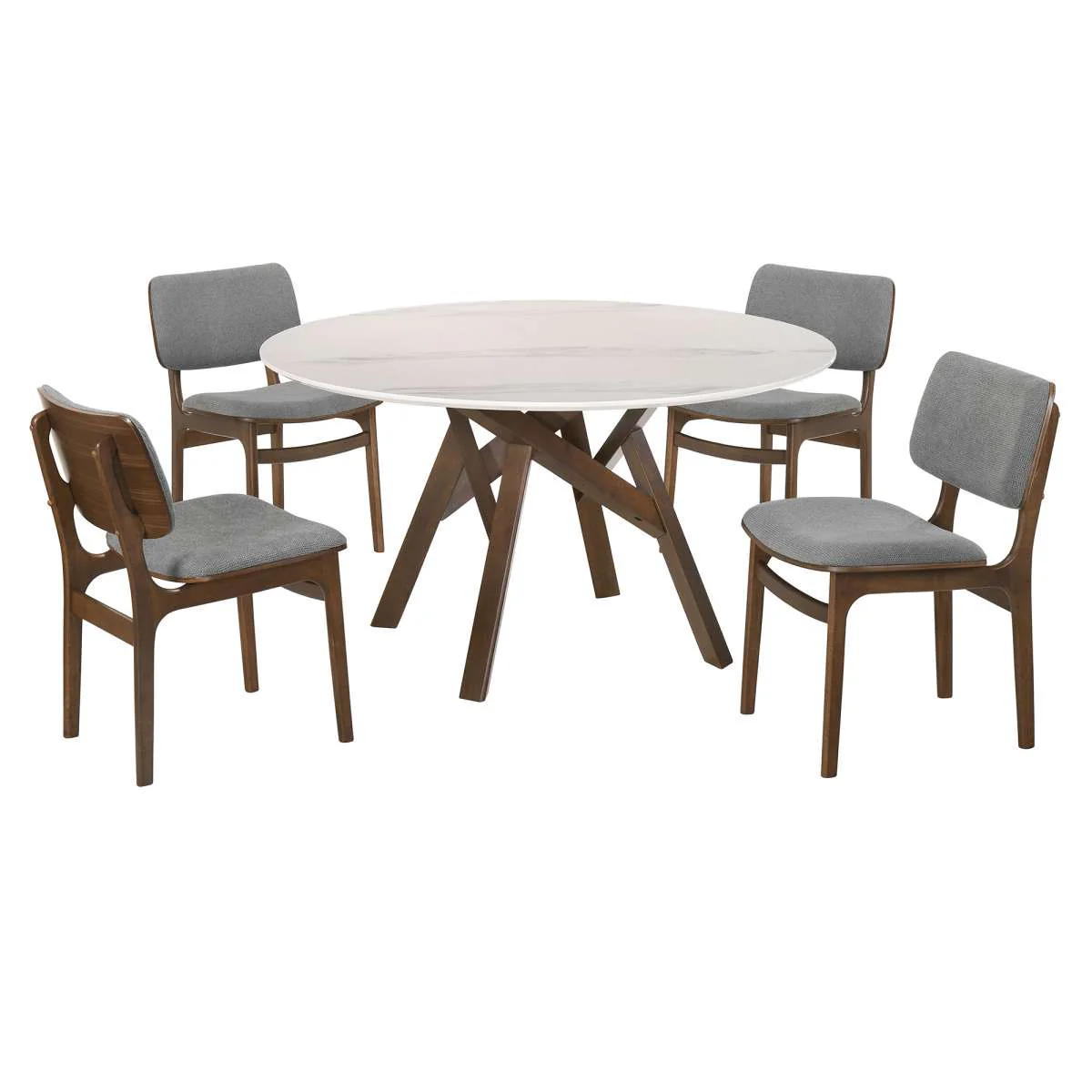 Venus and Lima 5 Piece Walnut and Marble Round Dining Set By Armen Living - Image 2