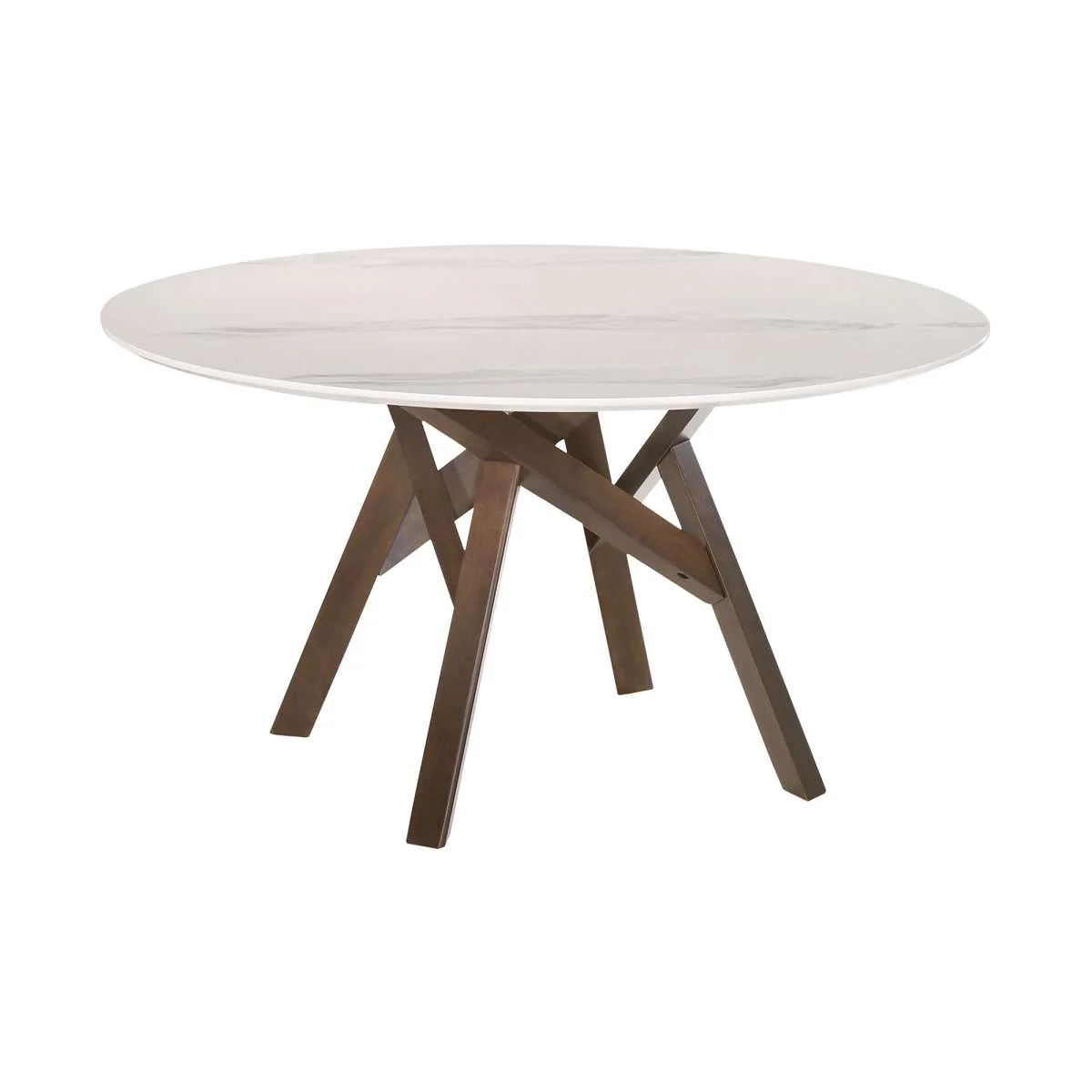 Venus and Lima 5 Piece Walnut and Marble Round Dining Set By Armen Living - Image 5