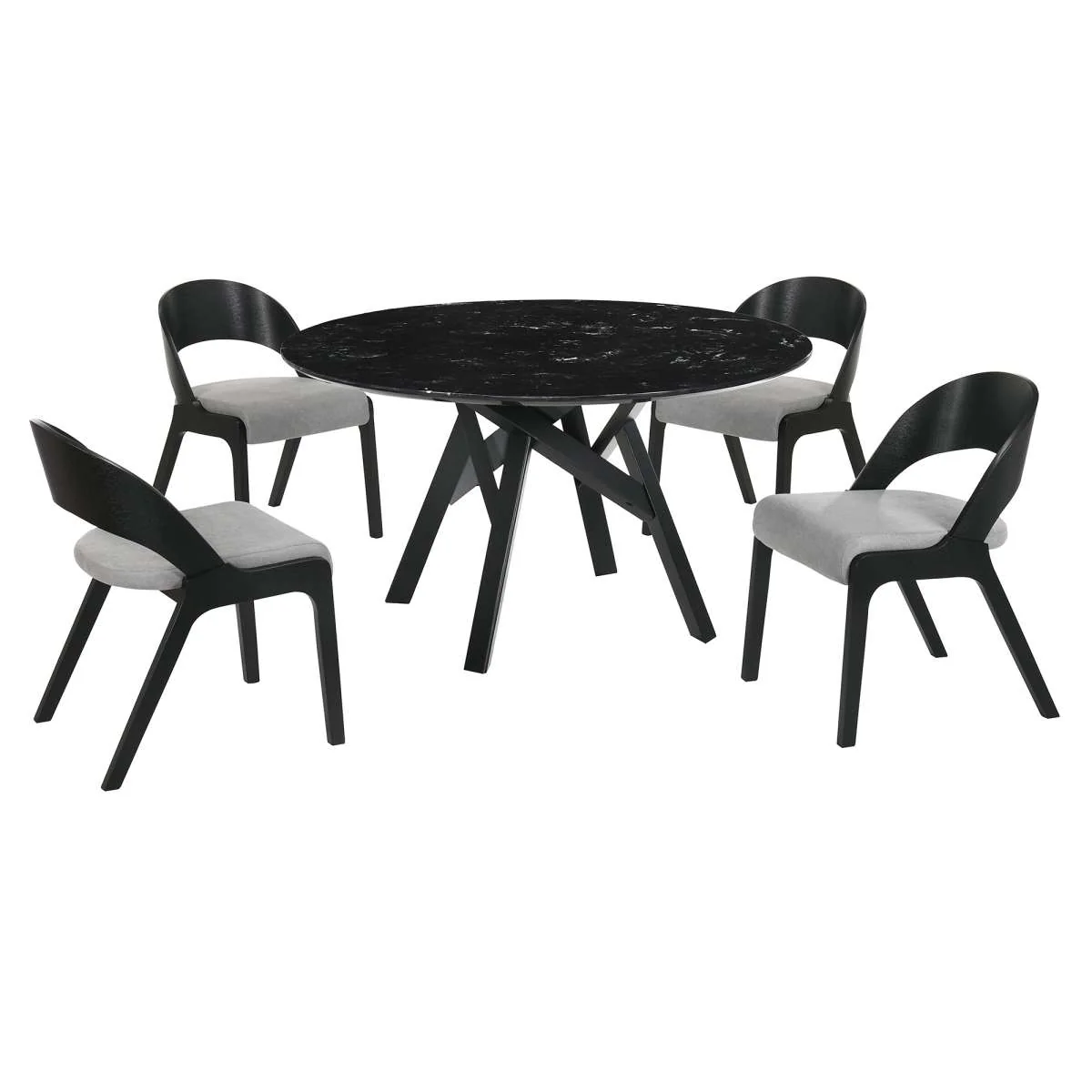 Venus and Polly 5 Piece Black Marble Round Dining Set By Armen Living - Image 2