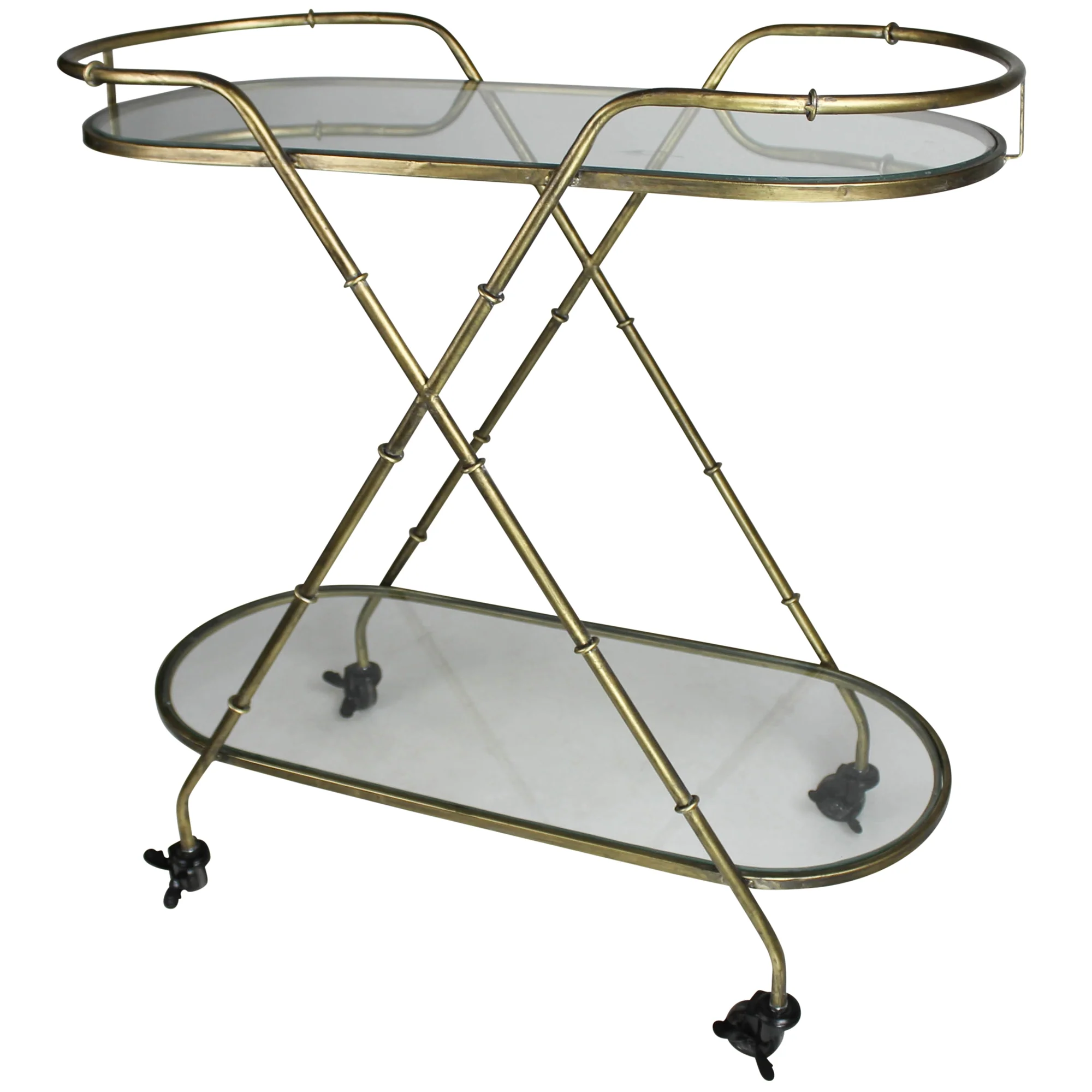 Vera Serving Cart, Brass & Glass, Oval By HomArt - Image 3