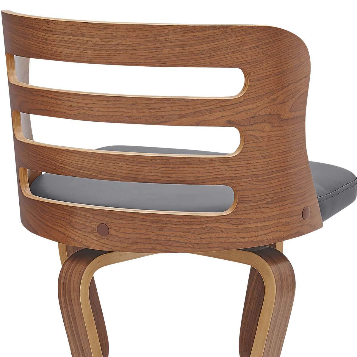 Verne 26" Swivel Gray Faux Leather and Walnut Wood Bar Stool By Armen Living - Image 5