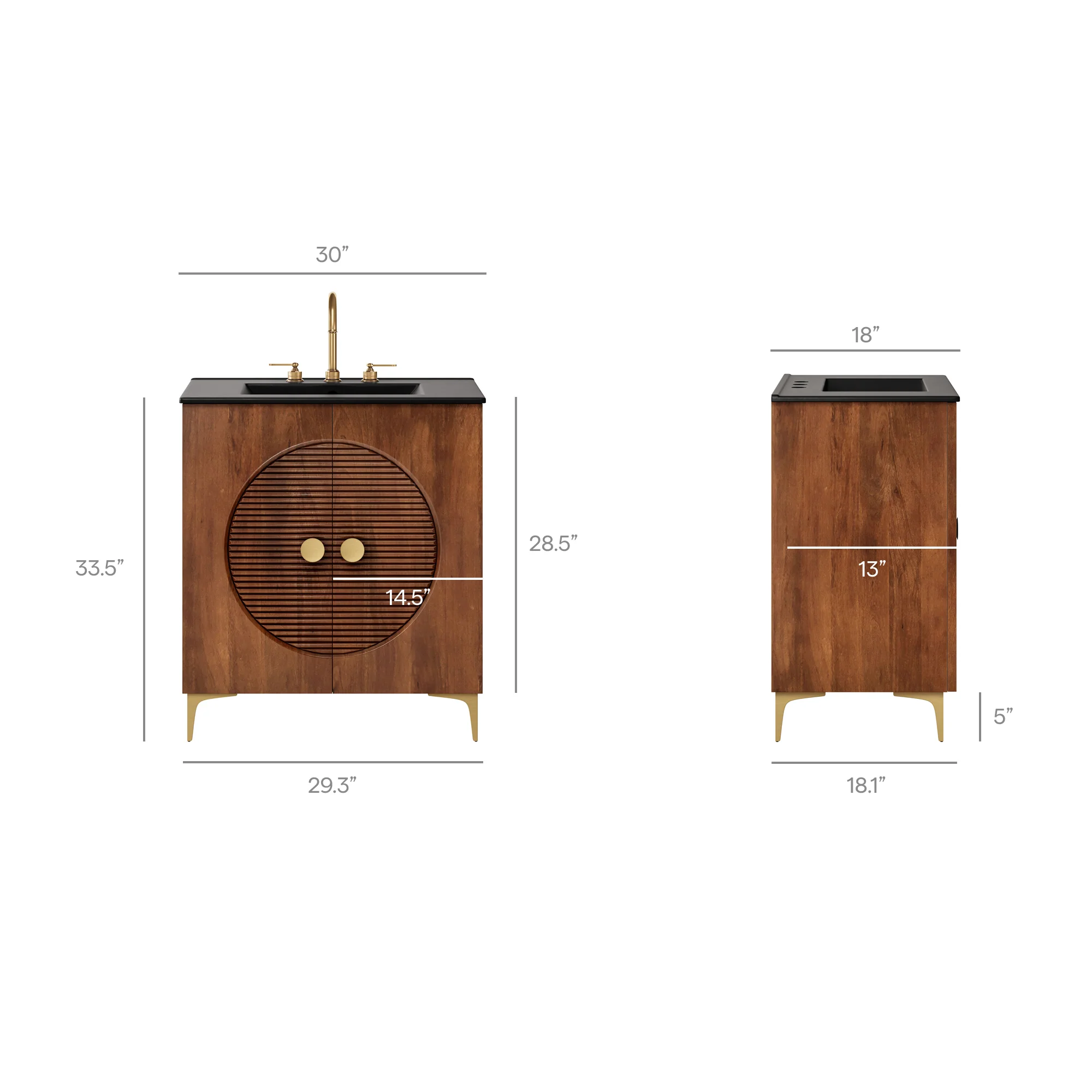 Vernon 30" Fluted Wood Vanity Cabinet With Sink by Modway - Image 10