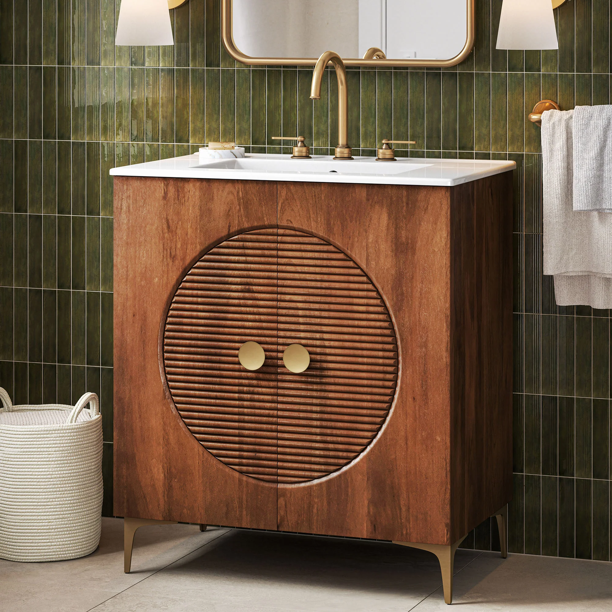 Vernon 30" Fluted Wood Vanity Cabinet With Sink by Modway - Image 17