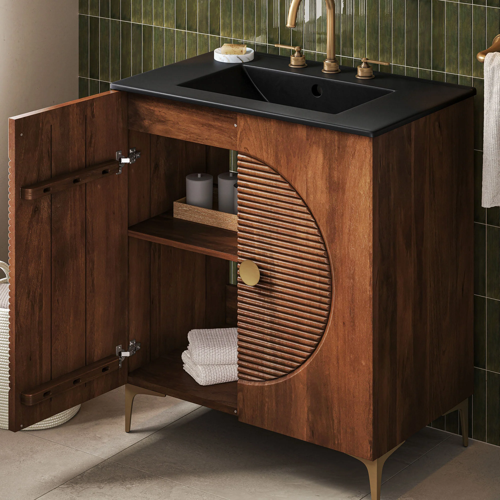 Vernon 30" Fluted Wood Vanity Cabinet Without Sink by Modway - Image 8