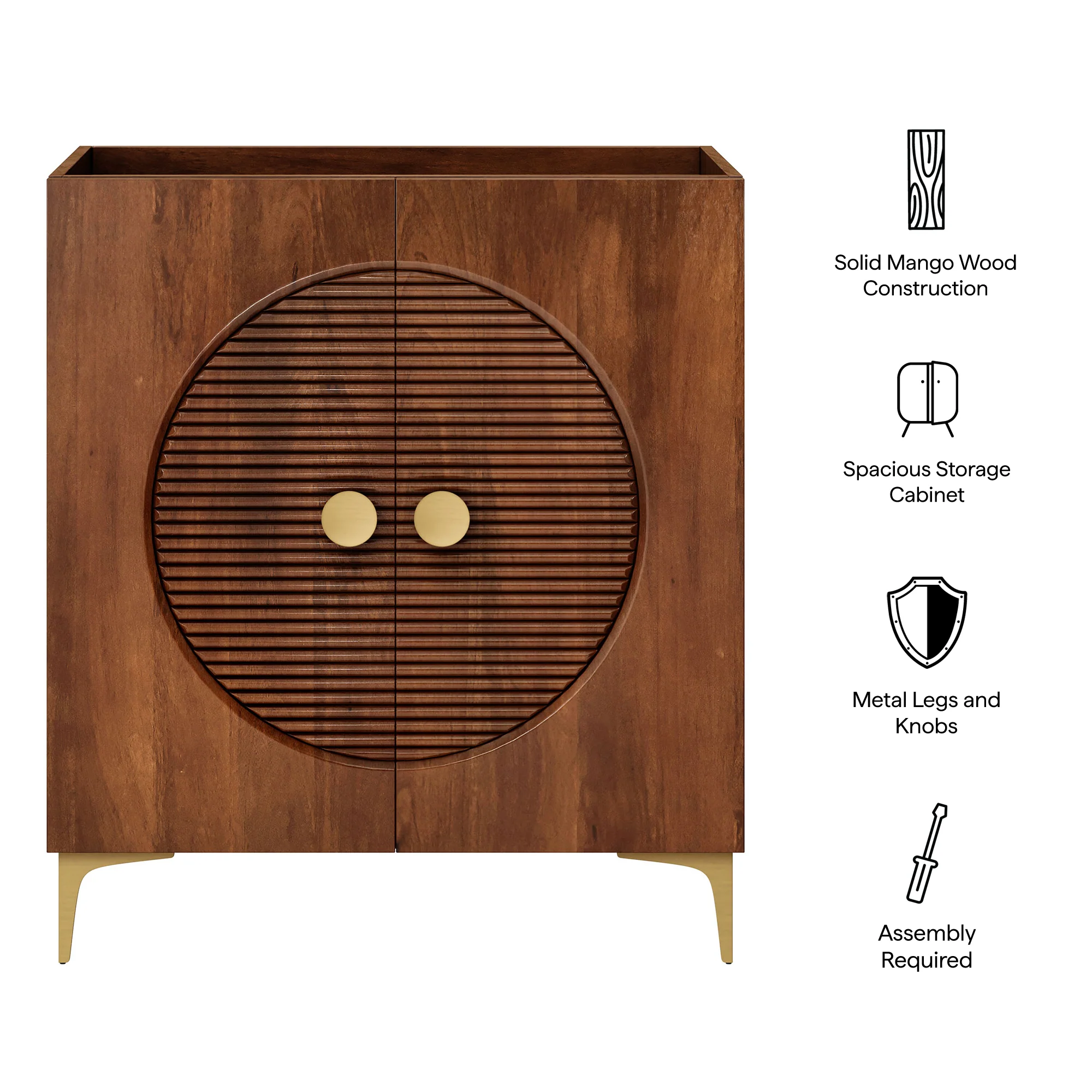 Vernon 30" Fluted Wood Vanity Cabinet Without Sink by Modway - Image 9