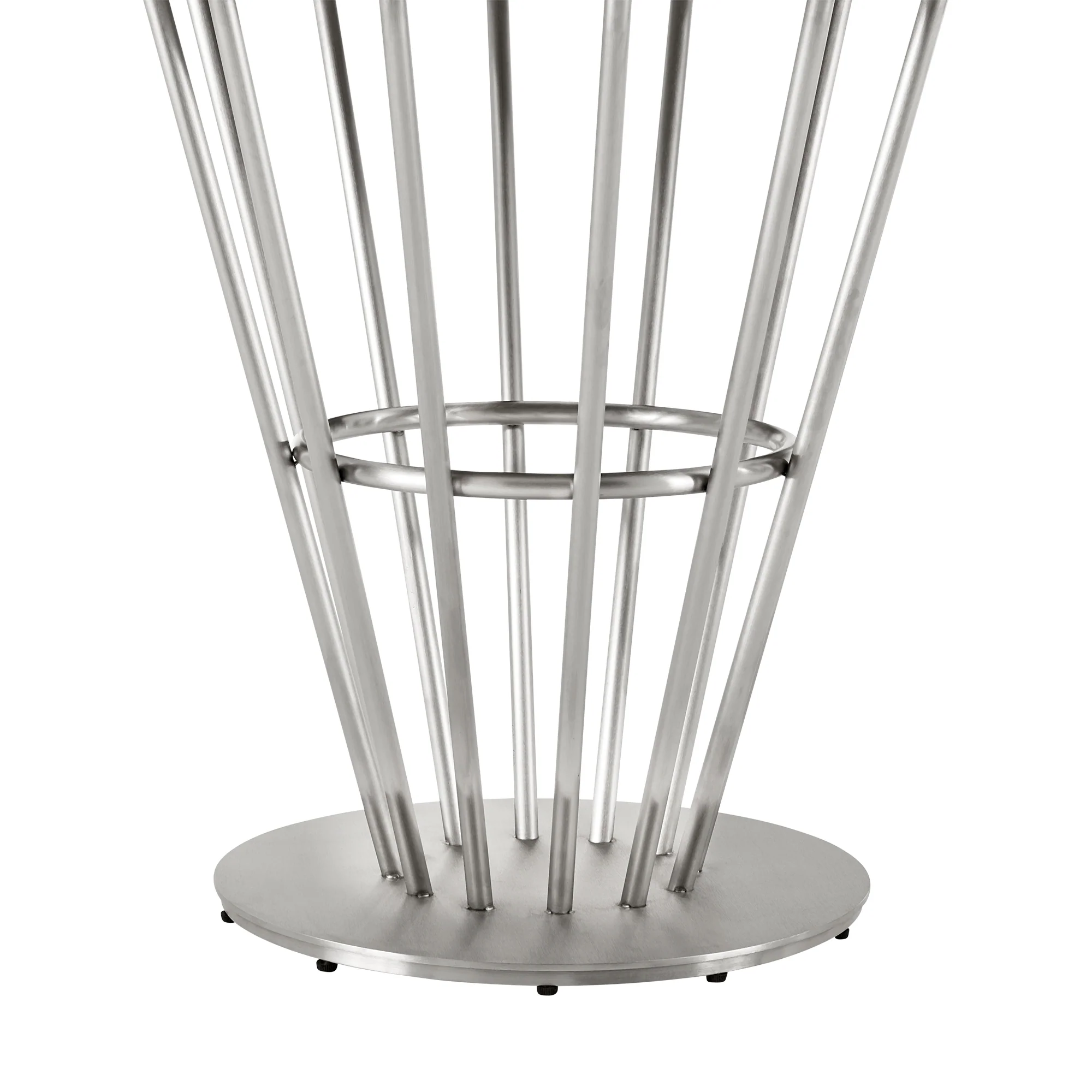 Veronica 48" Round Dining Table in Brushed Stainless Steel Base with Walnut Panel and Glass Tabletop By Armen Living - Image 8