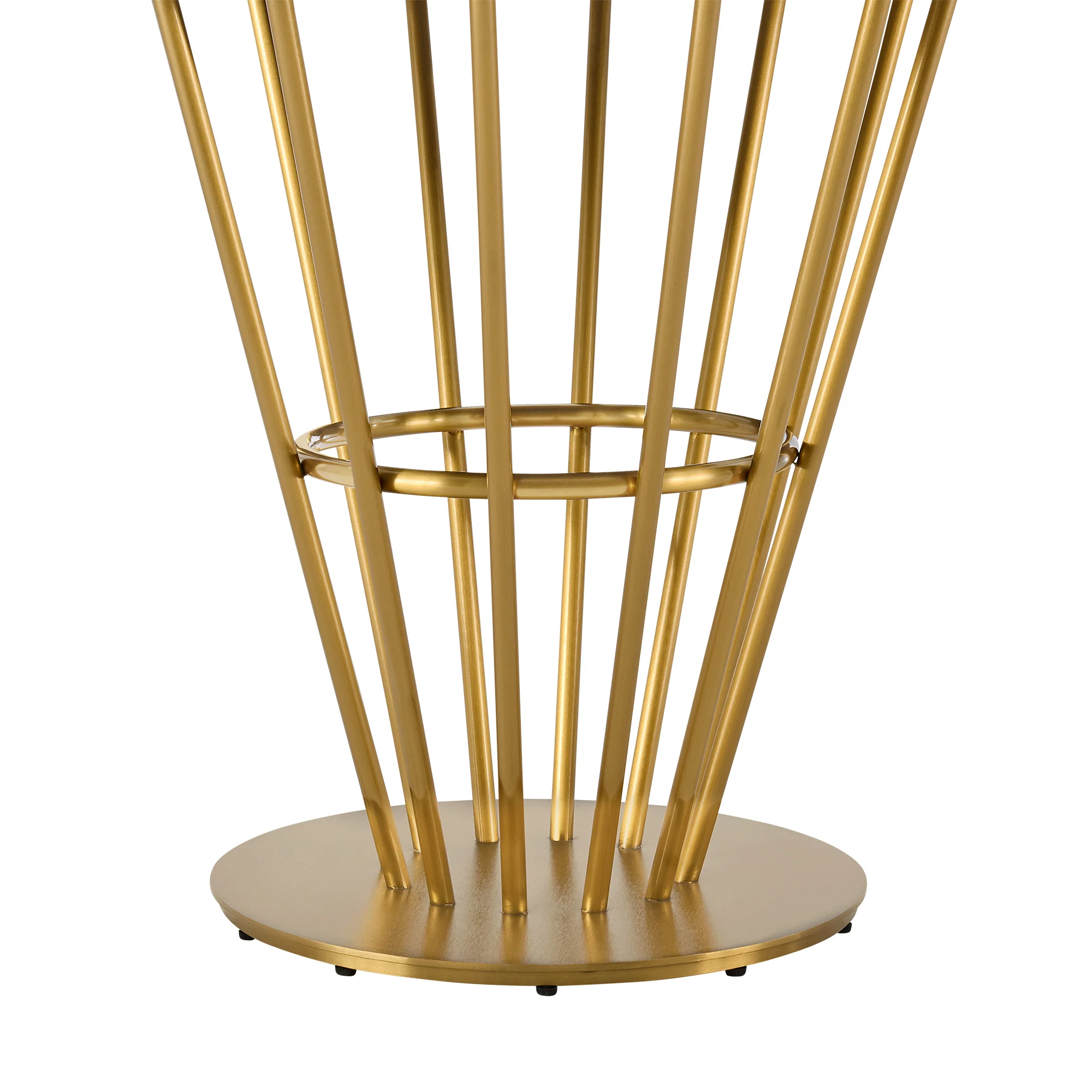 Veronica 48" Round Dining Table in Gold Stainless Steel Base with Walnut Panel and Glass Tabletop By Armen Living - Image 8
