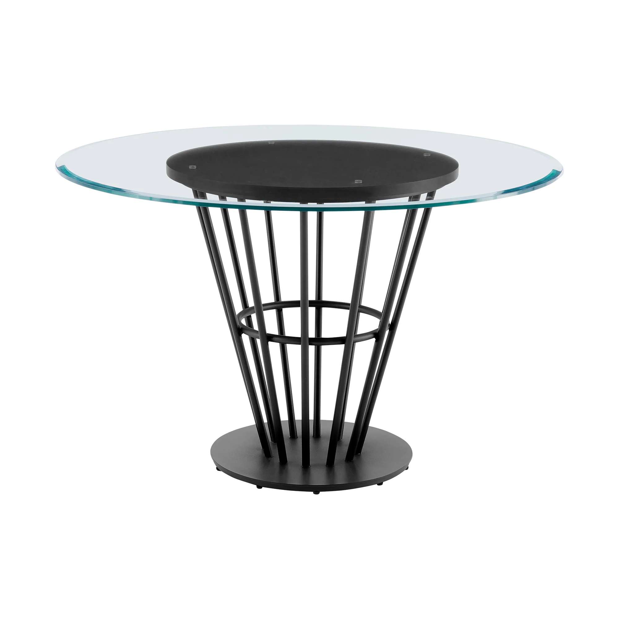 Veronica Shannon 5 Piece Round Glass Dining Table Set with Gold Brushed Stainless Steel and Taupe Fabric By Armen Living - Image 65