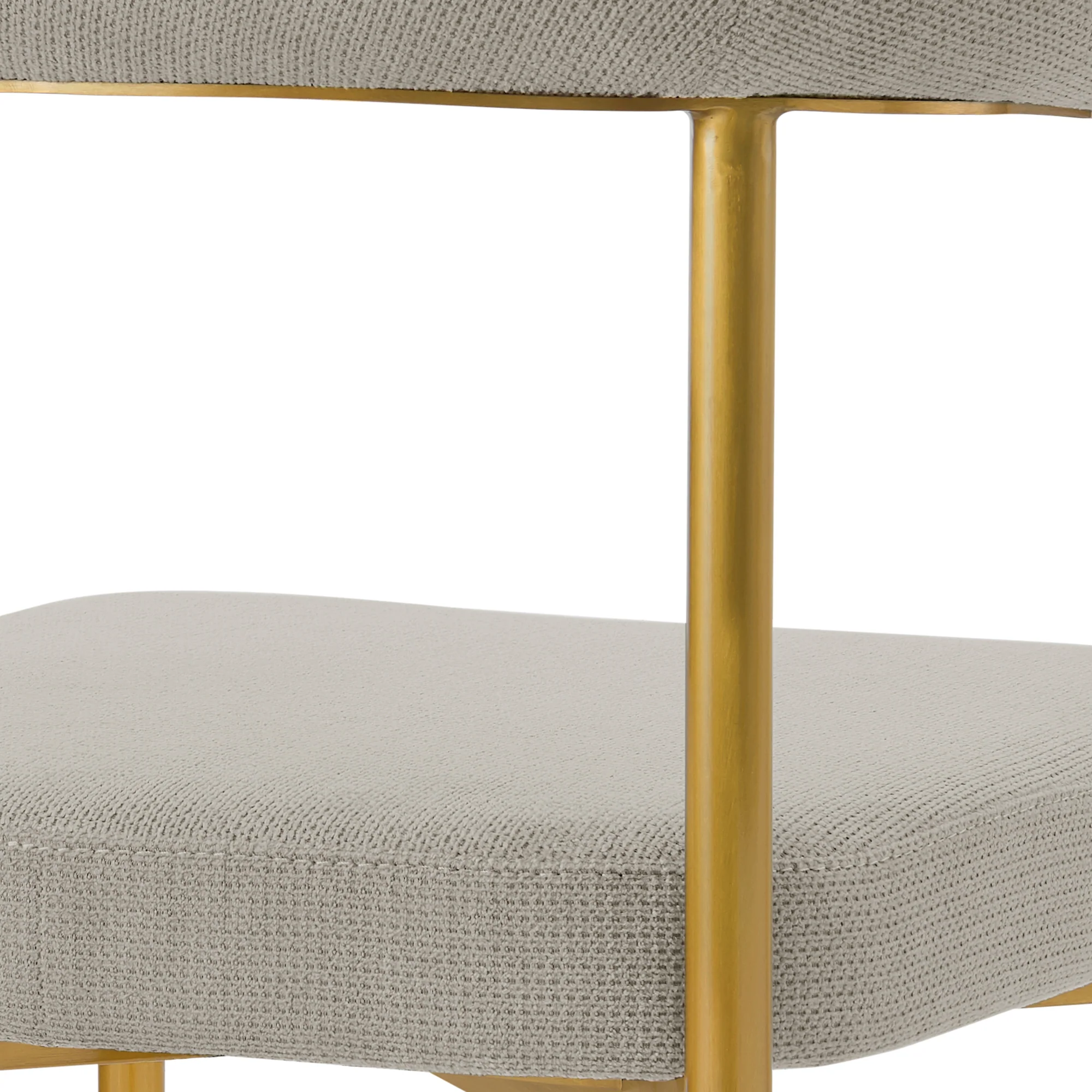 Veronica Shannon 5 Piece Round Glass Dining Table Set with Gold Brushed Stainless Steel and Taupe Fabric By Armen Living - Image 7