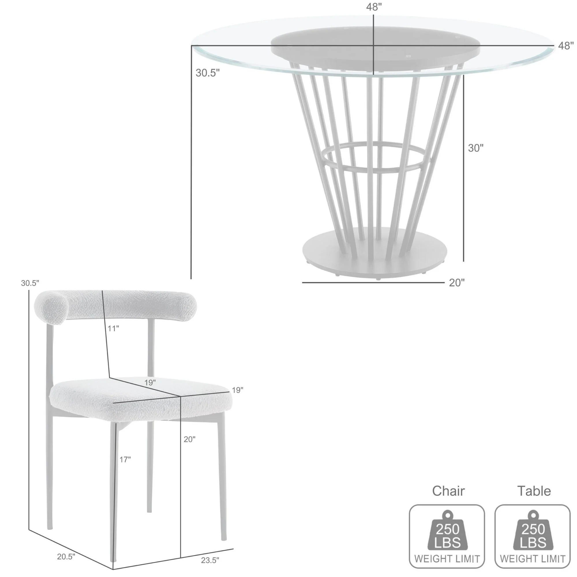 Veronica Shannon 5 Piece Round Glass Dining Table Set with Gold Brushed Stainless Steel and Taupe Fabric By Armen Living - Image 9