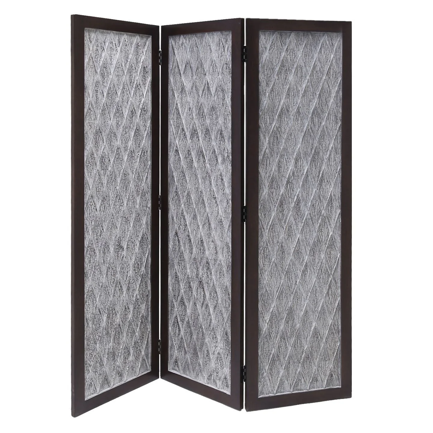 Versatile Dark Wood Three Panel Room Divider Screen By Homeroots - Image 2