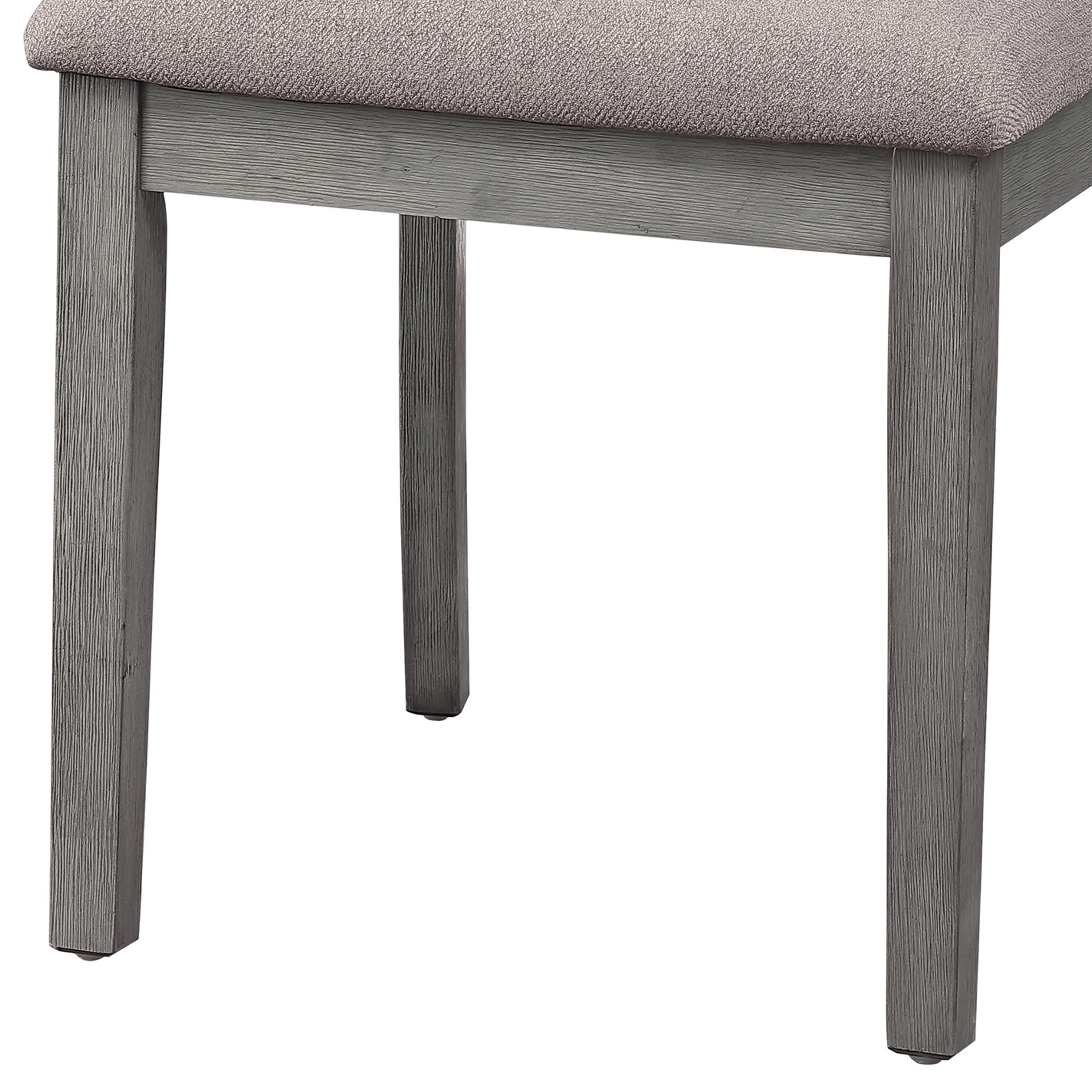 Vertical Slatted Curved Back Side Chair with Fabric Seat, Set of 2, Gray By Benzara - Image 3
