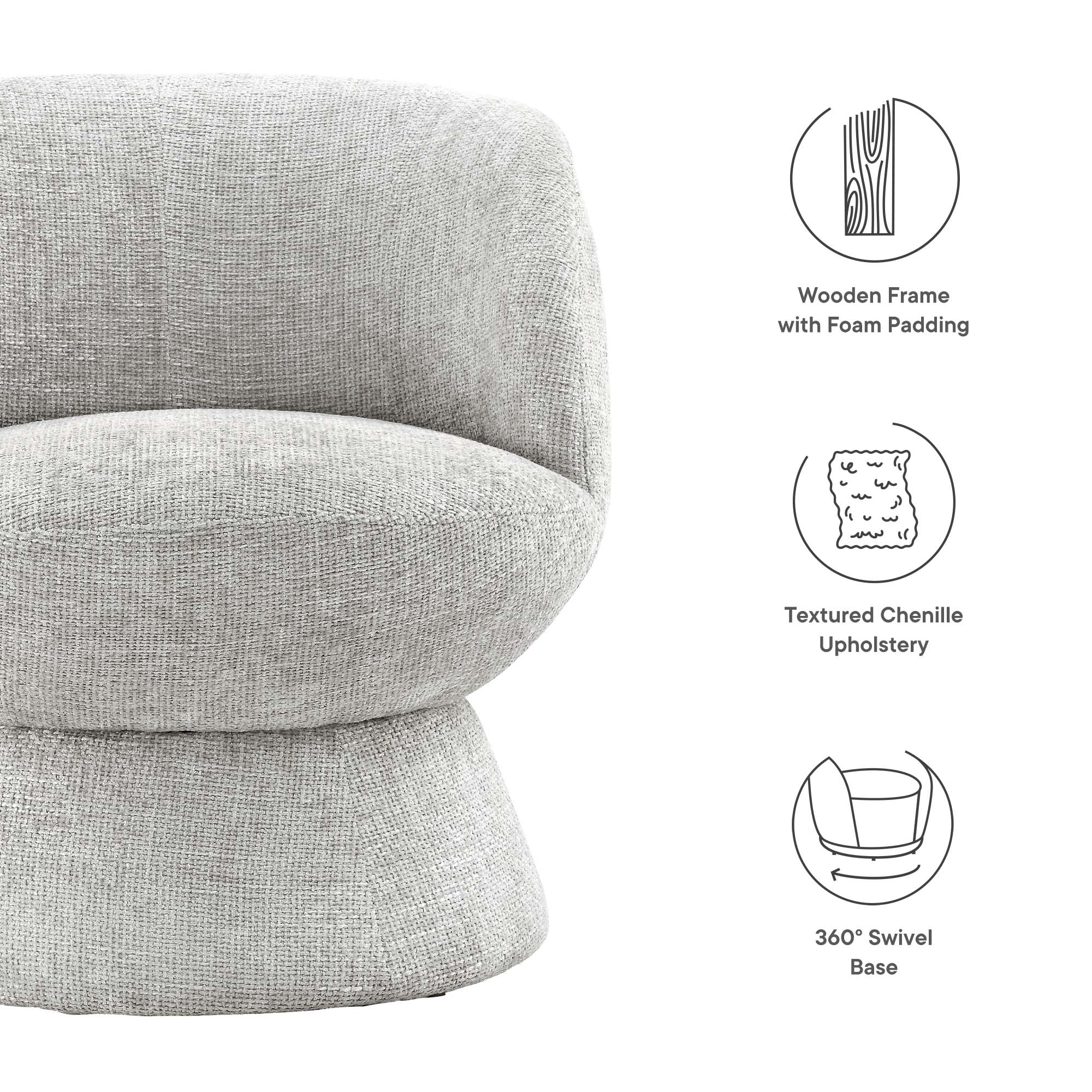 Vesta Chenille Fabric Upholstered Swivel Chair by Modway - Image 15