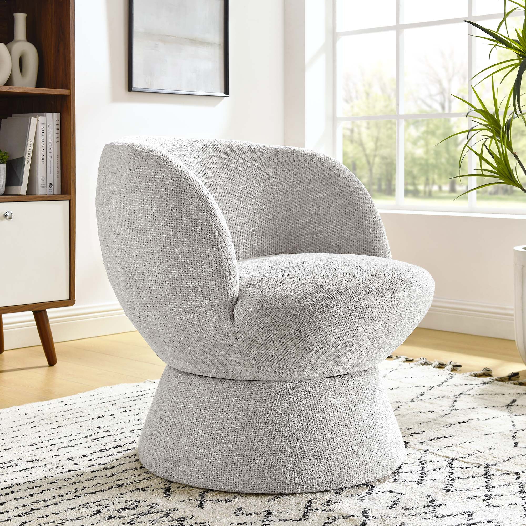 Vesta Chenille Fabric Upholstered Swivel Chair by Modway - Image 18