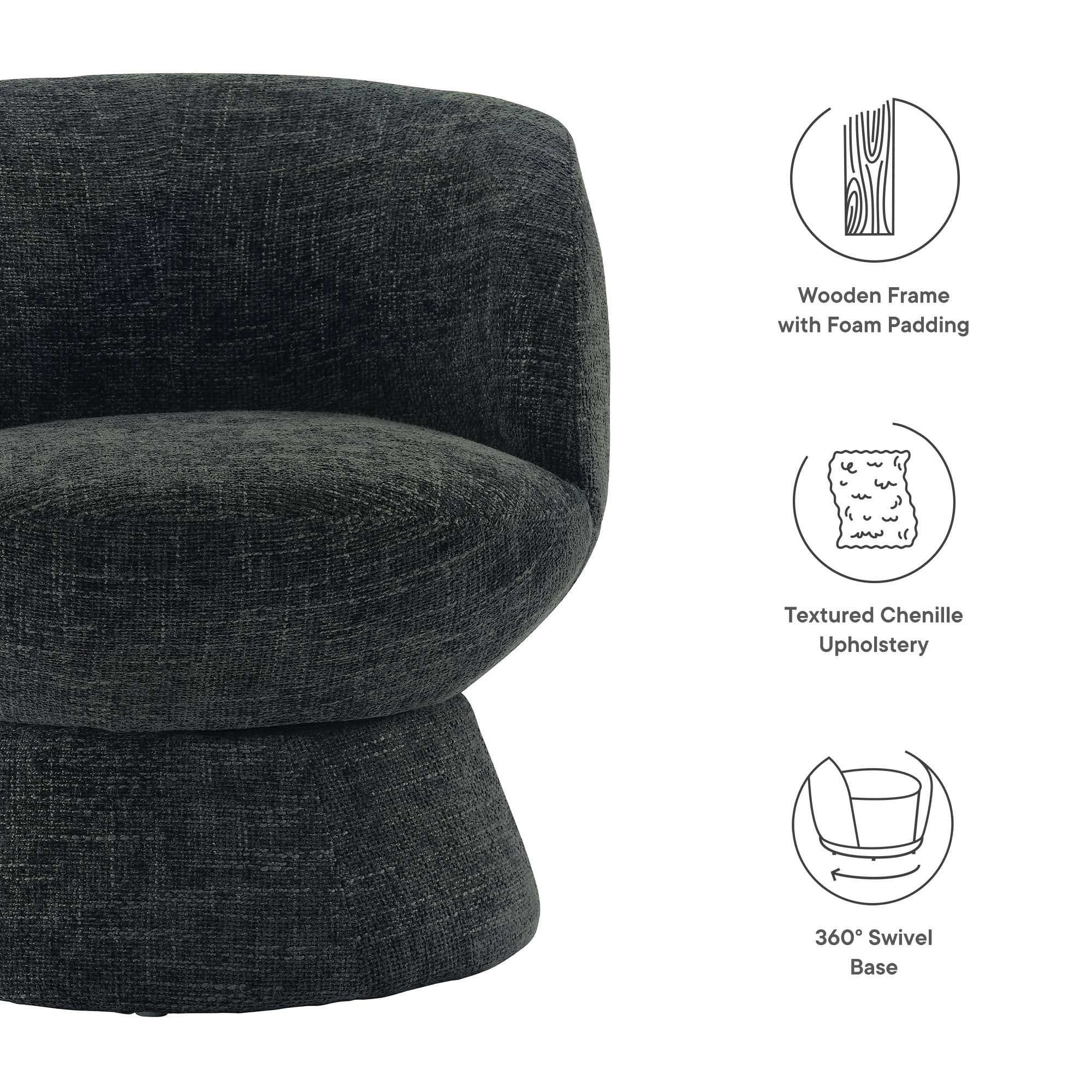 Vesta Chenille Fabric Upholstered Swivel Chair by Modway - Image 7