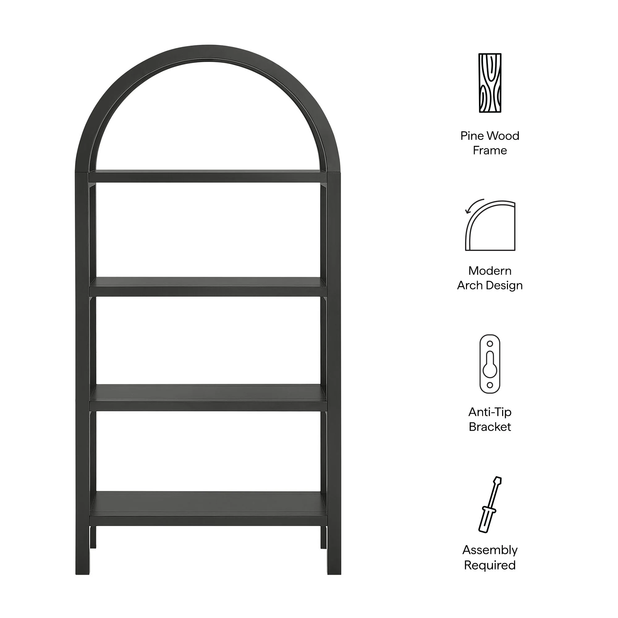 Vexley 60 Inch Arched Bookshelf by Modway - Image 8