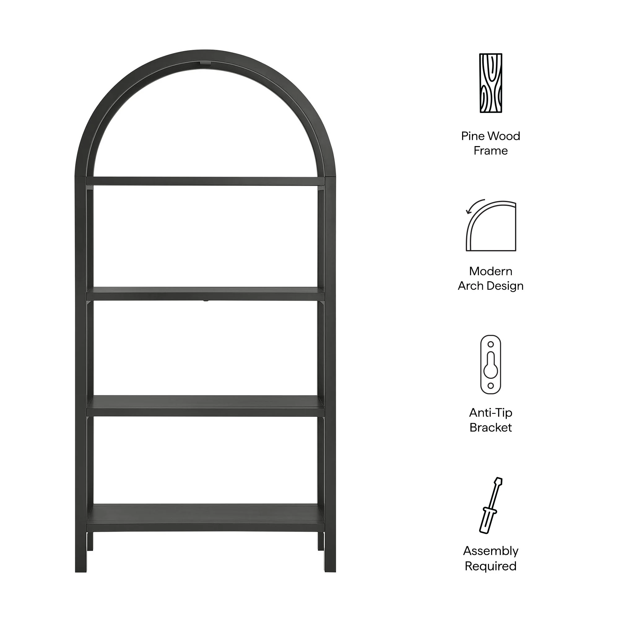 Vexley 72 Inch Large Arched Bookshelf by Modway - Image 8