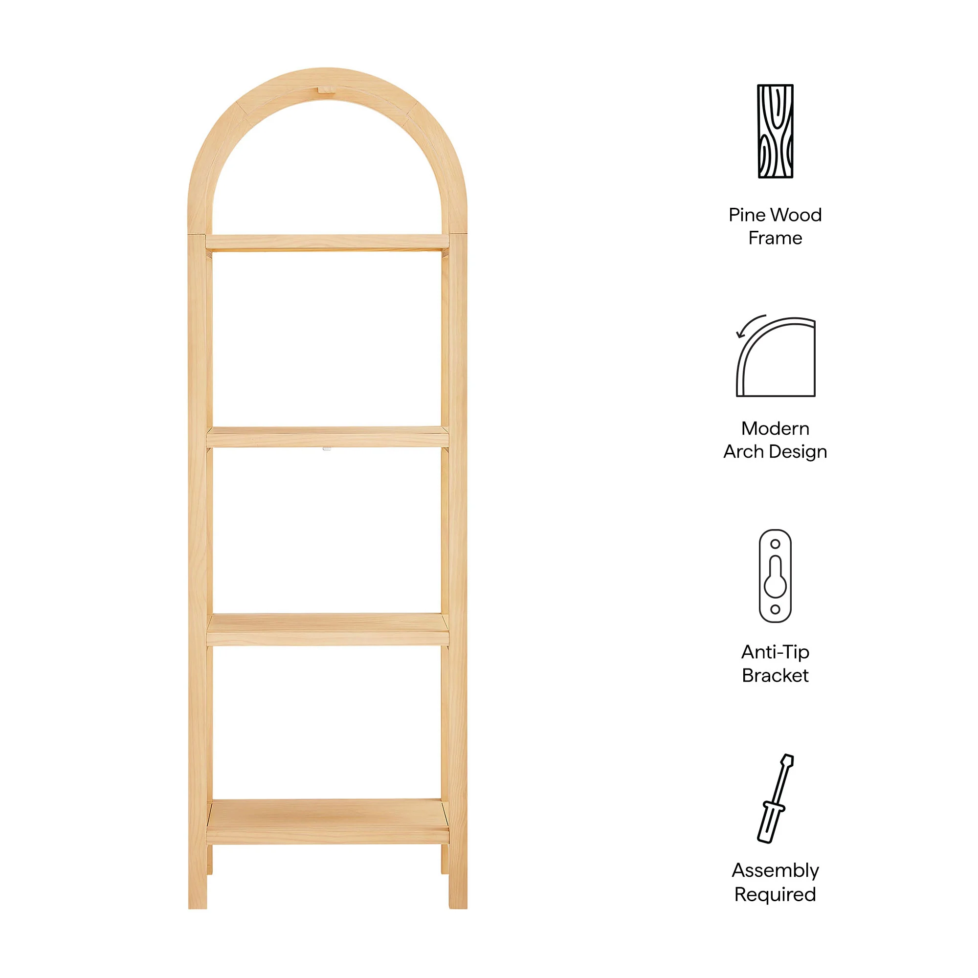 Vexley 72 Inch Tall Narrow Arched Bookshelf by Modway - Image 17