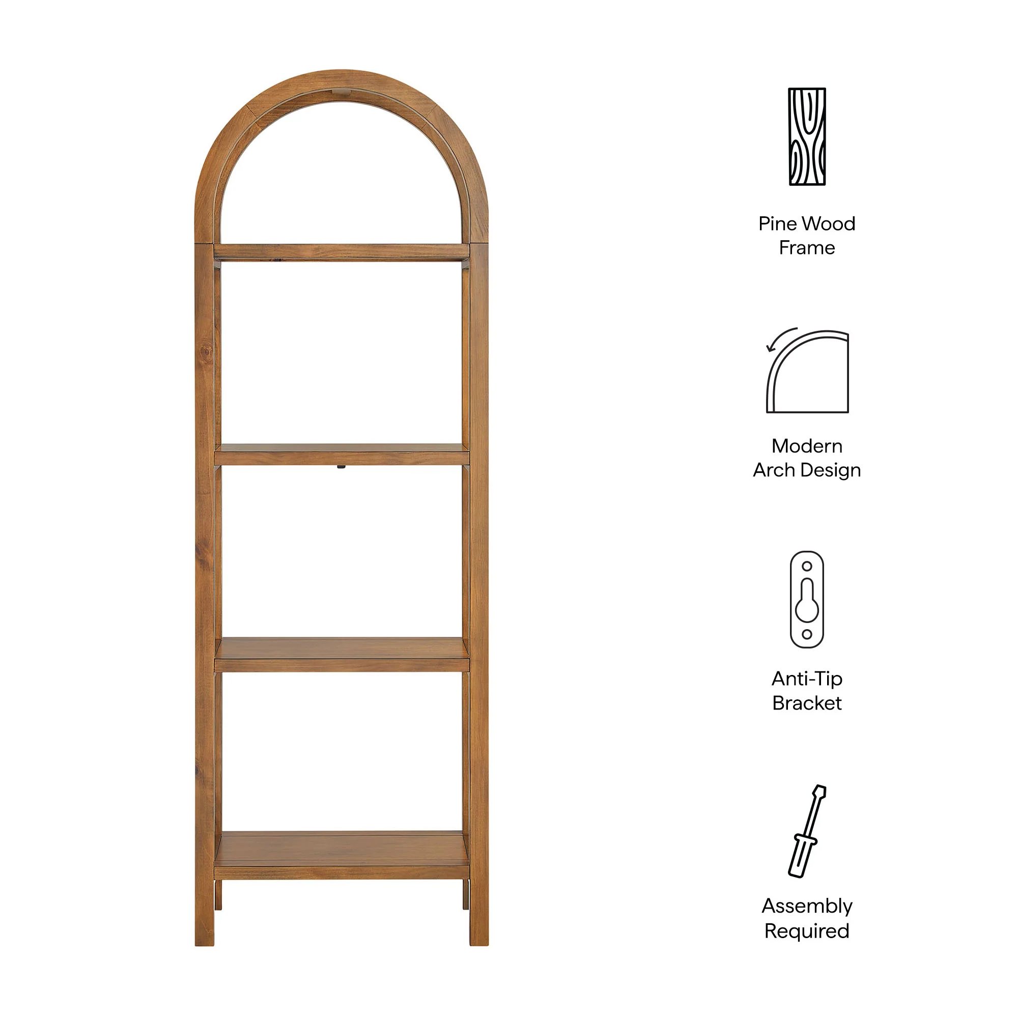 Vexley 72 Inch Tall Narrow Arched Bookshelf by Modway - Image 26