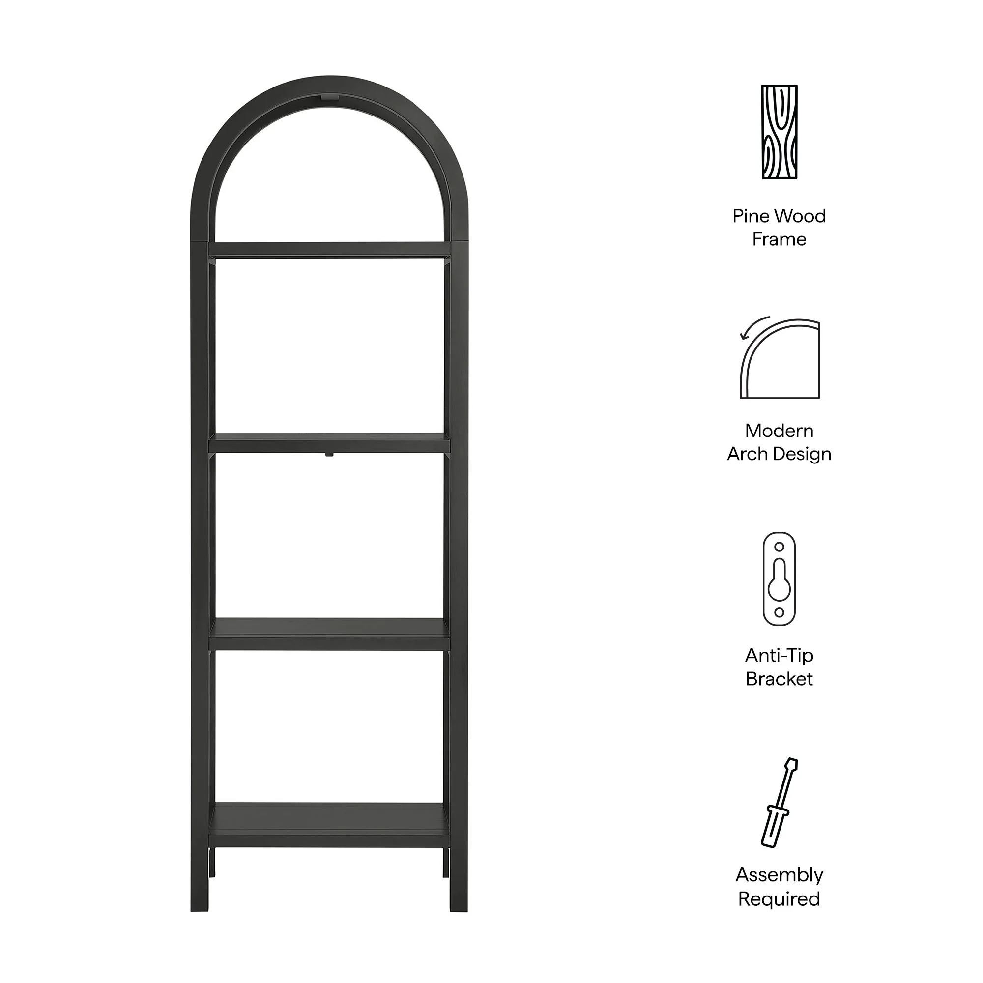 Vexley 72 Inch Tall Narrow Arched Bookshelf by Modway - Image 8