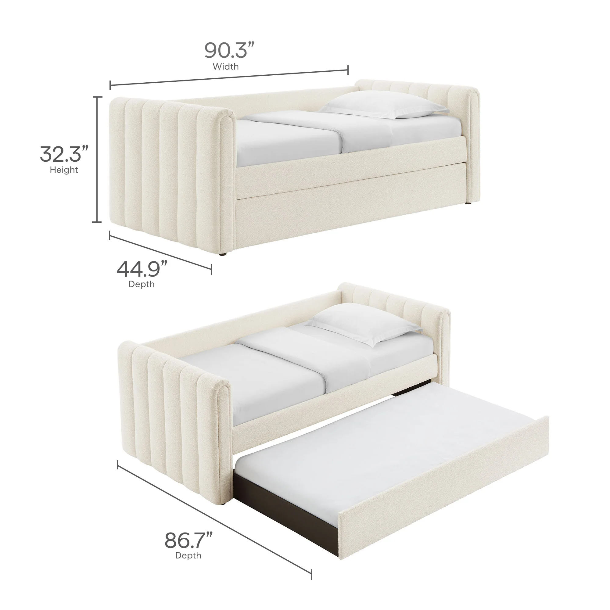 Veyla Channel Tufted Boucle Twin Daybed With Trundle by Modway - Image 16
