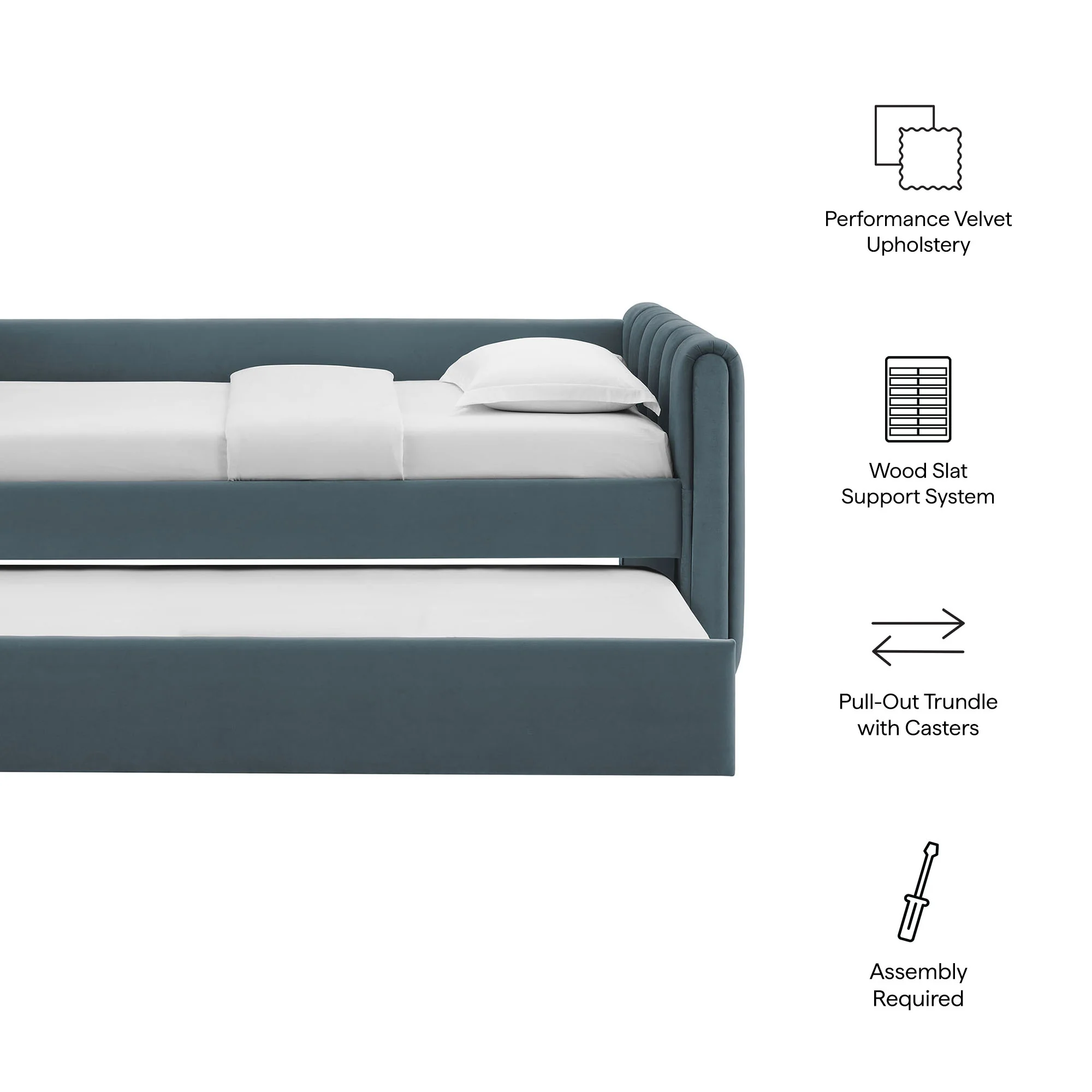 Veyla Channel Tufted Performance Velvet Twin Daybed With Trundle by Modway - Image 15